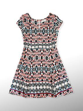 Velvet by Graham & Spencer Printed Short-Sleeve Rayon Dress, Size S